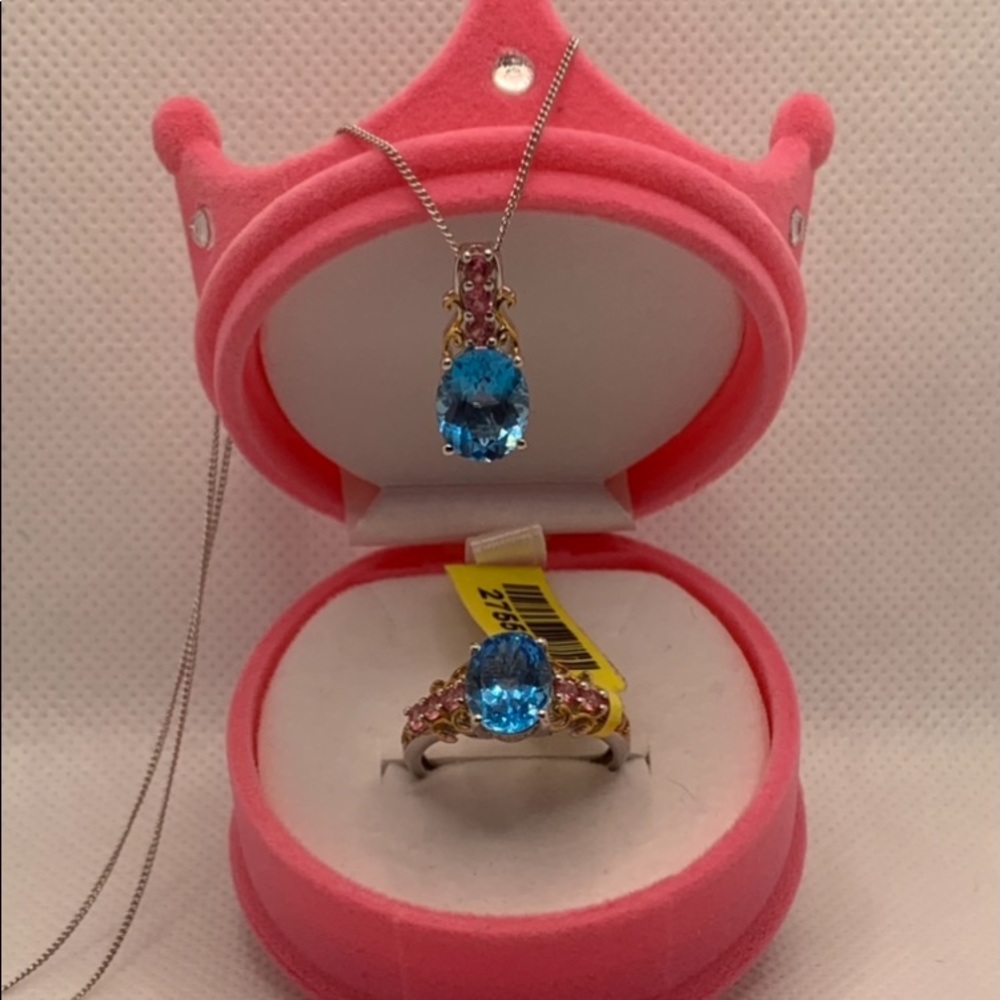 TOPAZ, PINK SPINEL RING AND MATCHING PENDANT - Picture 5 of 8